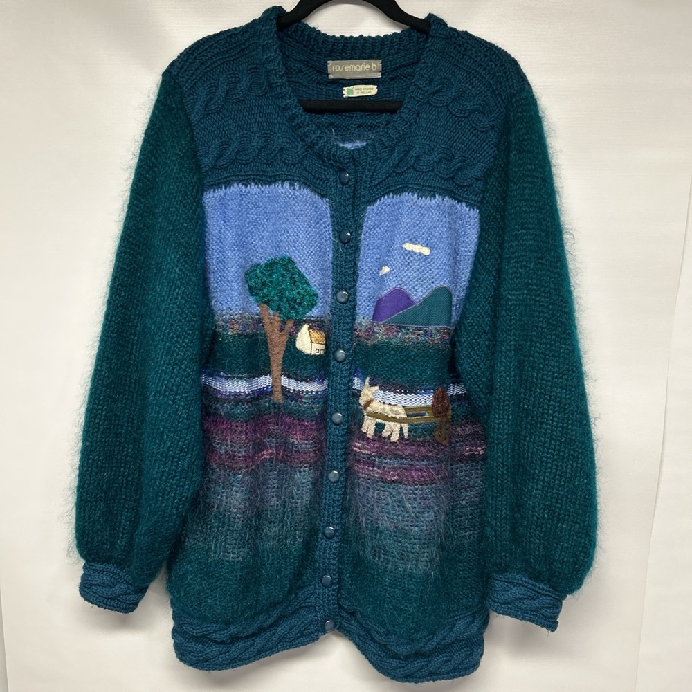 Teal Scenic Design Cardigan